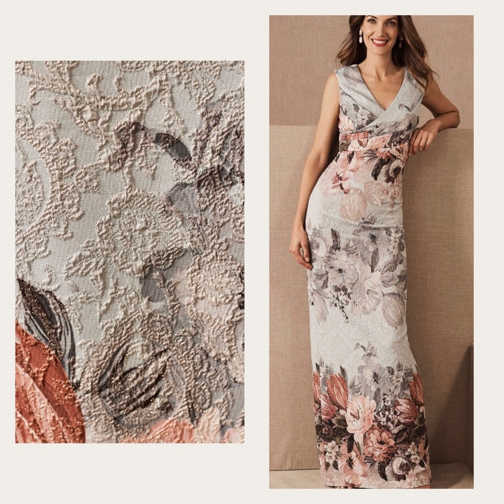 Adrianna Papell x BHLDN Lilliana 0, 2 Blue Floral Sleeveless Formal MOB MOG Gown - Picture 4 of 9